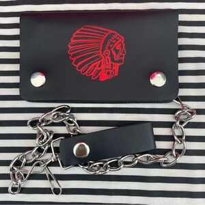 Indian Black leather motorcycle chain‎ wallet